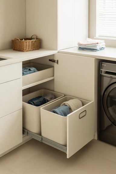 21 Smart Laundry Room Storage Ideas That Save Space 6 Pull Out Laundry Hamper Cabinets