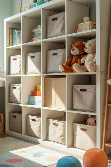 Open Cube Shelving With Fabric Bins