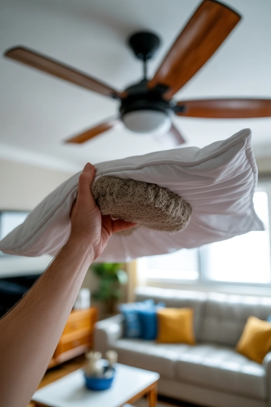 21 Dusting Hacks to Keep Your Home Dust Free 6 The Pillowcase Hack for Ceiling Fan Blades