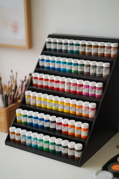 21 Paint Storage Ideas to Keep Supplies Organized 7 Acrylic Paint Bottle Rack Systems