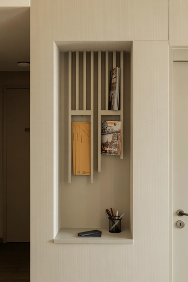 Narrow Built-In Wall Niche With Vertical Dividers