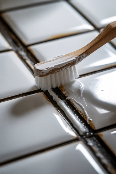 Scrub Grout Lines With Baking Soda Paste