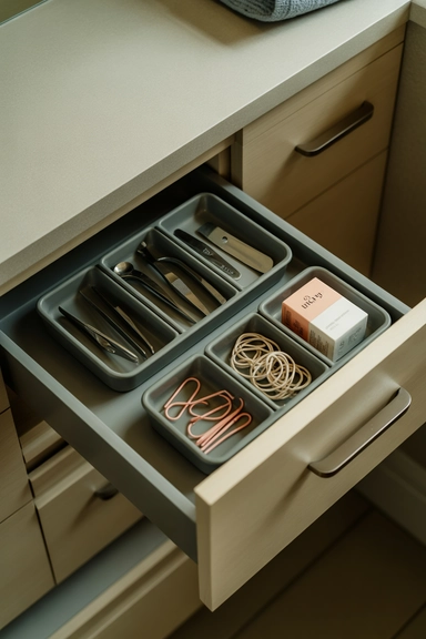 23 Bathroom Drawer Organization Ideas That Last 7 Shallow Trays for Small, Loose Essentials