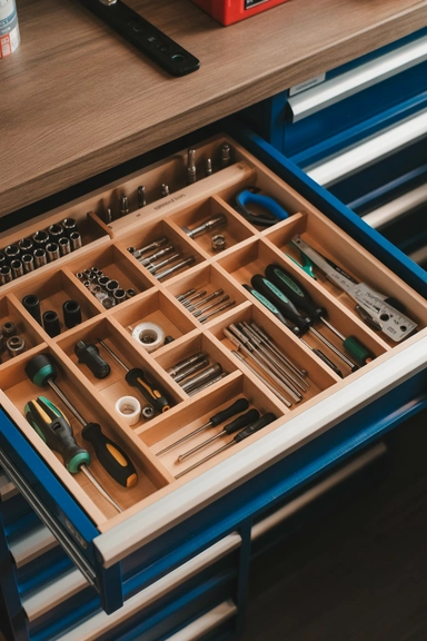 23 Tool Storage Ideas That Keep Your Workspace Organized 8 Drawer Divider Systems for Small Tool Organization