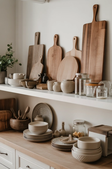 21 Cutting Board Organization Ideas for Small Kitchens 8 Open Shelf Cutting Board Displays