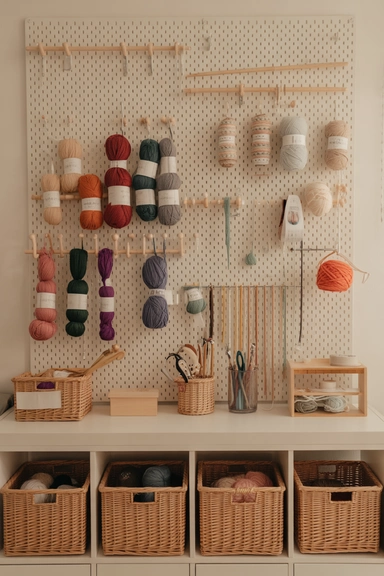 Pegboard Yarn Storage Walls