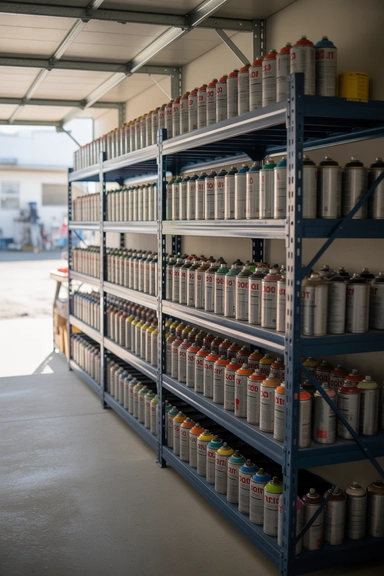 21 Paint Storage Ideas to Keep Supplies Organized 8 Spray Paint Storage Shelving