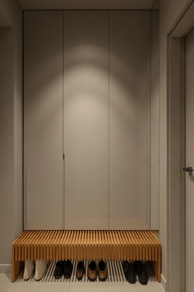 Closed Cabinet Coat Rack with Ventilated Shoe Bench Base