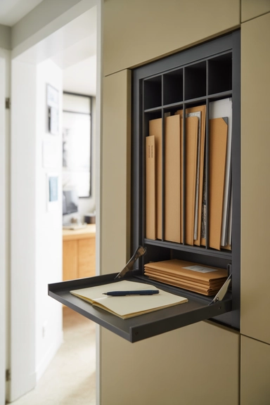 Drop-Down Wall Desk With Integrated Mail Slots