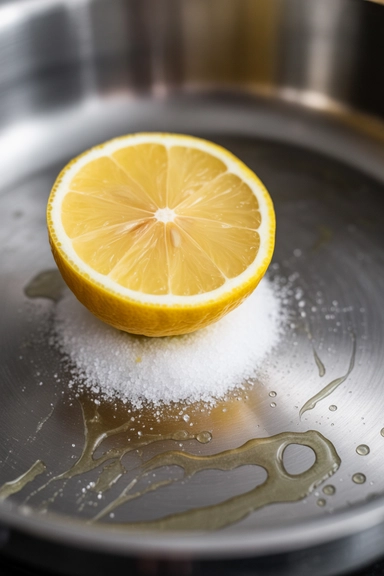 15 Kitchen Pan Cleaning Hacks to Remove Buildup 7 Lemon and Salt Cuts Through Grease on Stainless Steel