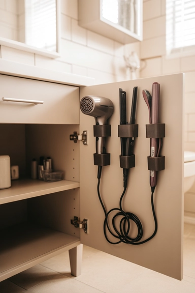 21 Vanity Organization Ideas for Small Spaces 8 Over-the-Door Storage for Hair Tools