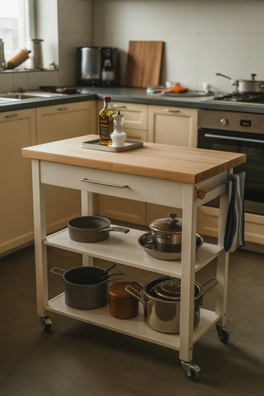 22 Genius Tiny Kitchen Storage Without Cabinets 8 Rolling Kitchen Island for Mobile Storage and Prep