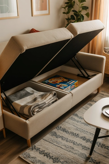  Sofa With Under-Seat Storage Compartments
