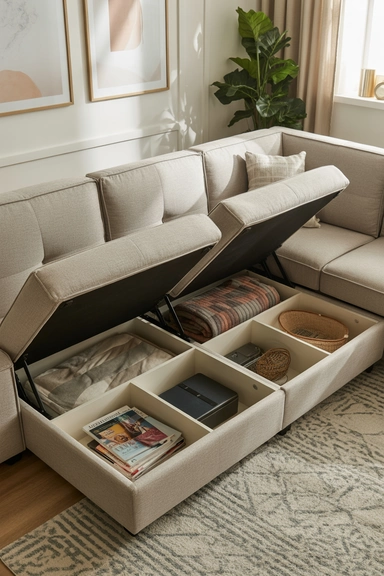  Storage Sectional with Multi-Zone Compartments