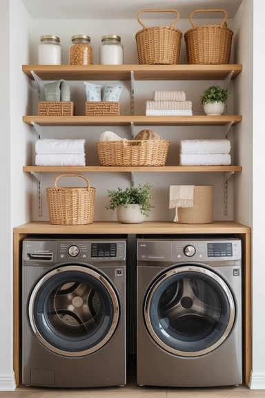 21 Smart Laundry Room Storage Ideas That Save Space 9 Floating Shelves for Laundry Essentials