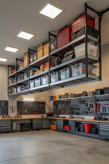 23 Tool Storage Ideas That Keep Your Workspace Organized 9 Overhead Garage Storage Racks