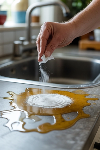 Non Toxic Cleaning Hacks for a Safer Home 8 Cornstarch on Grease Before Anything Else