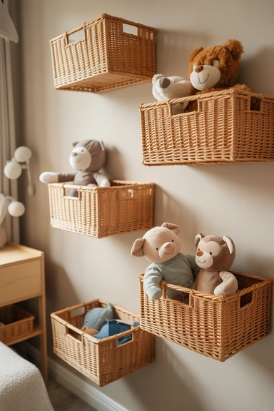 Floating Wall Baskets That Double as Display