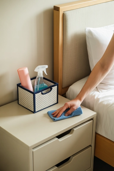 Keep a Small Cleaning Kit Inside the Bedroom