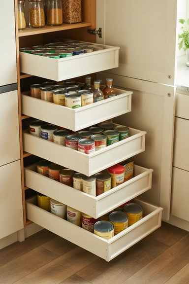Pull-Out Drawer Inserts for Deep Pantry Cabinets