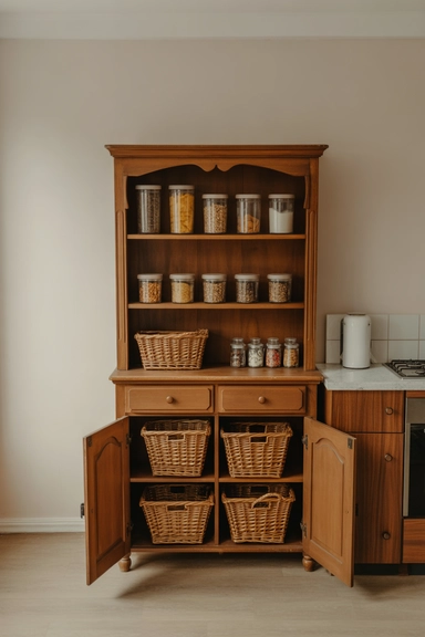 Repurpose an Old Hutch as a Standalone Pantry