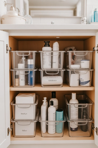 21 Vanity Organization Ideas for Small Spaces 9 Stackable Clear Bins for Backup Products