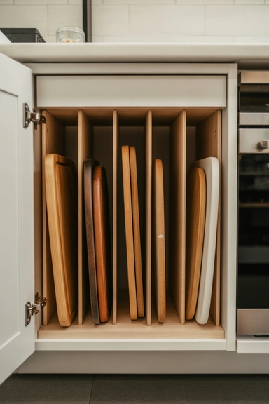 21 Cutting Board Organization Ideas for Small Kitchens 10 Sliding Tray Dividers for Large Cutting Boards