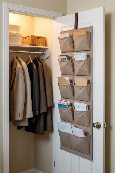 Cabinet Door Organizer Hidden Inside an Entry Closet