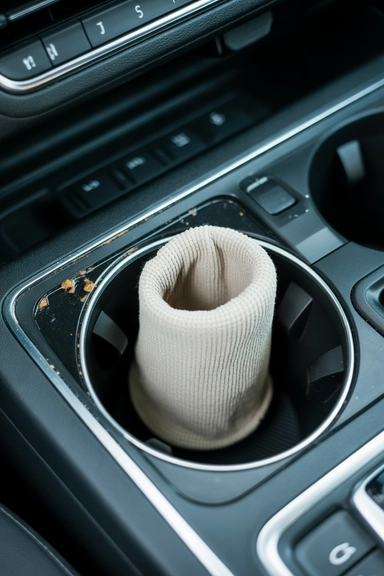 Clean Cup Holders with a Cloth Wrapped Around a Cup