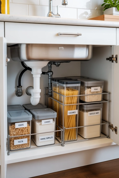 Install Under-Sink Pull-Out Bins for Food Overflow