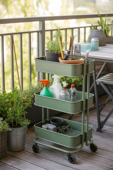 22 Small Balcony Storage Ideas That Add Space 10 Rolling Outdoor Storage Cart With Locking Wheels