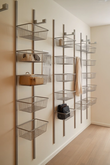 Vertical Rail System with Adjustable Shallow Baskets