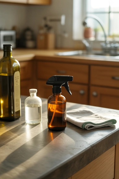 13 Kitchen Cabinet Cleaning Hacks That Remove Grease Fast (And Actually Work) 6 Olive Oil and Vinegar Mix for Wood Cabinets That Look Tired