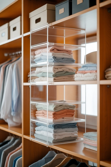 Use Shelf Dividers for Folded Clothes