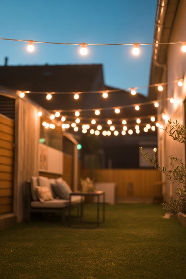 Hang String Lights to Draw the Eye Upward