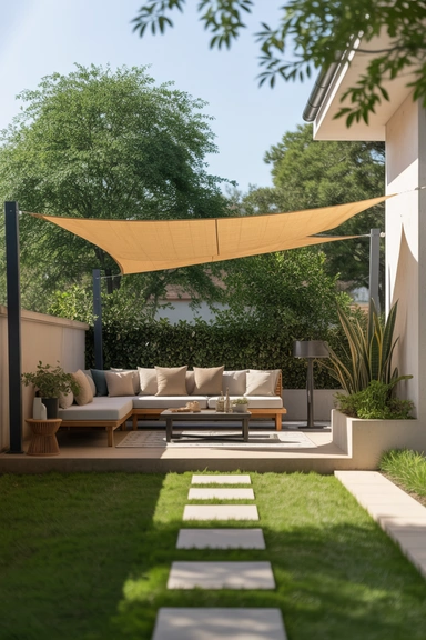 Add a Simple Shade Sail to Define the Space Overhead