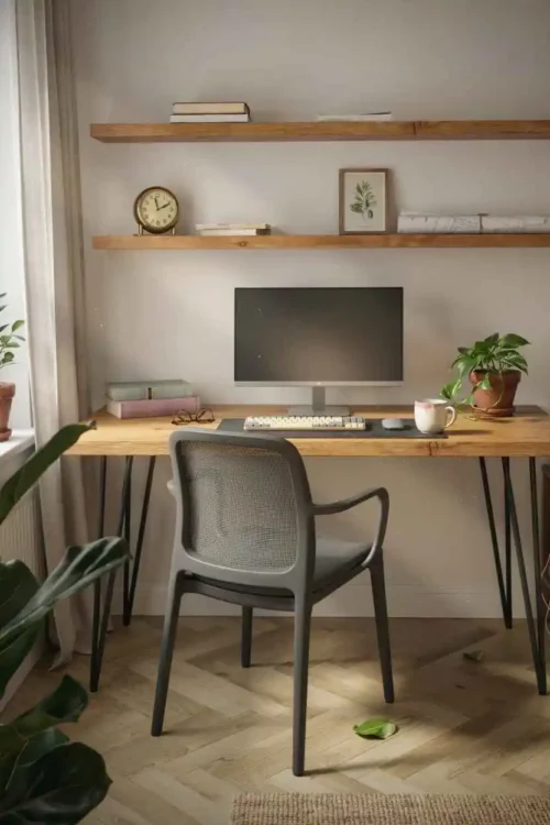 The Narrow Desk That Runs the Length of One Wall