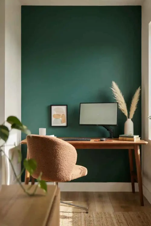 21 Home Office Interior Design Ideas for Small Rooms 3 The Single Statement Wall Behind the Desk