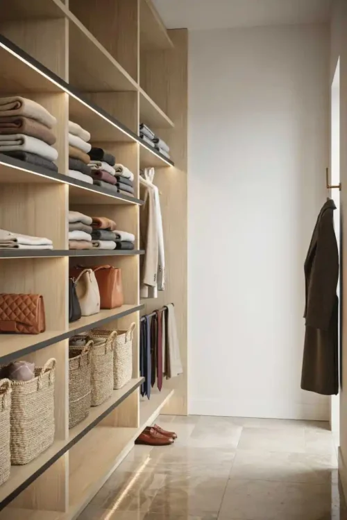 Vertical Shelving Up One Full Side Wall