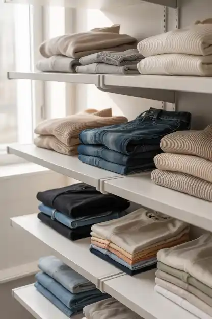 23 Closet Organization Tips and Tricks That Actually Work 5 The Shelf Divider Trick for Stacked Clothes