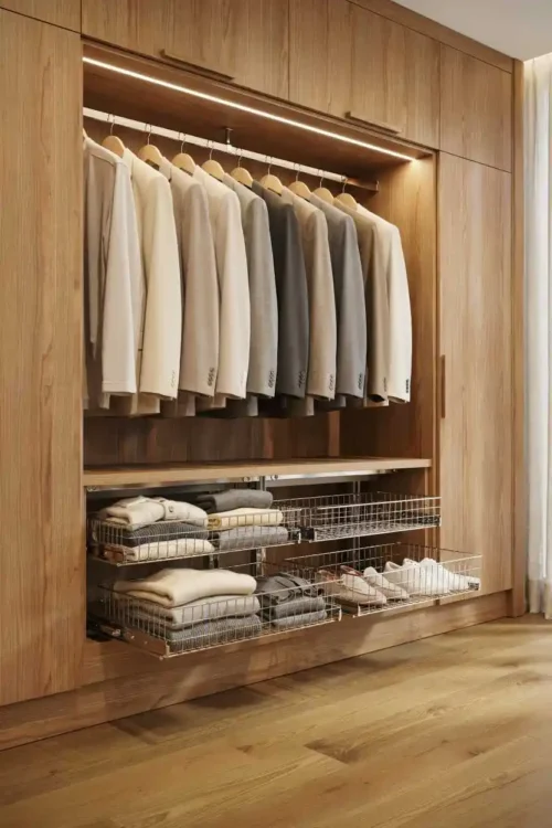 Shallow Pull-Out Baskets Under the Rod