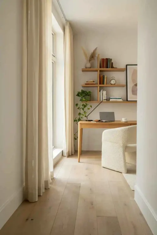 21 Home Office Interior Design Ideas for Small Rooms 7 The Floating Shelves Instead of Bookcases