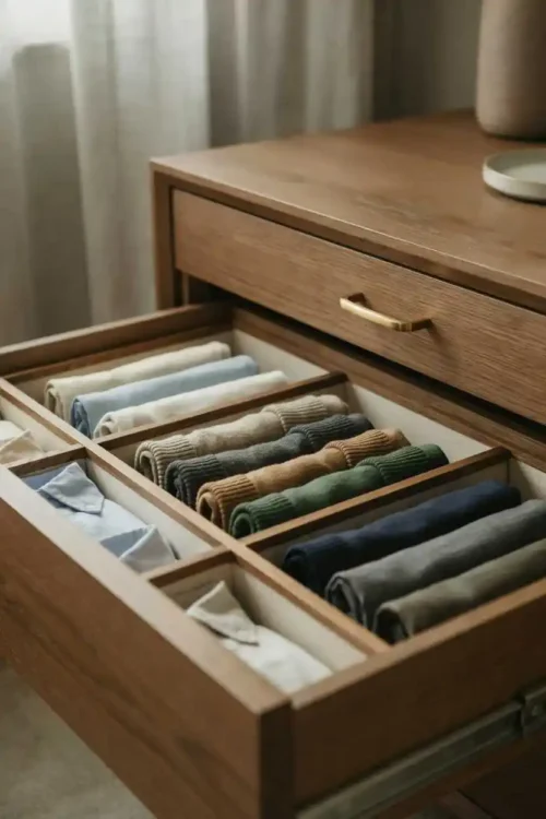 23 Small Closet Organization Ideas That Maximize Every Inch 8 Drawer Dividers from Scrap Wood for Stack Stability