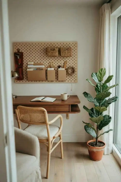 The Desk With Pegboard Above