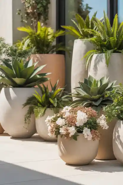 Scatter Container Gardens Across Concrete Areas