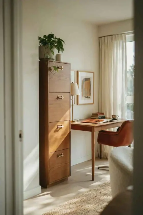 The Desk With the Filing Cabinet as a Privacy Wall