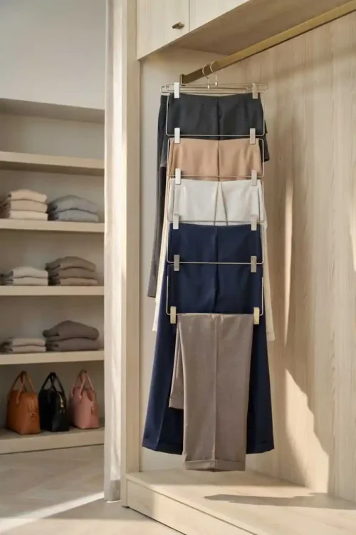 Pant Hangers With Clips Compress Multiple Pairs
