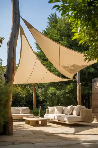12. Stake a Shade Sail Over Your Seating Area