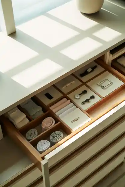 19 Master Closet Organization Ideas for a Stylish Space 13 Use Drawer Dividers Inside Built-In Drawers