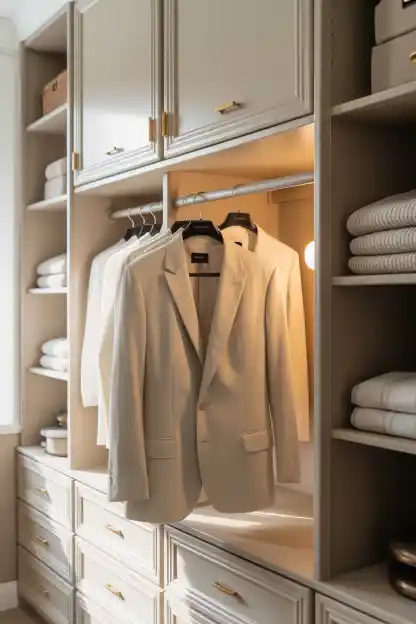 19 Master Closet Organization Ideas for a Stylish Space 14 Try a Valet Rod for Tomorrow's Outfit